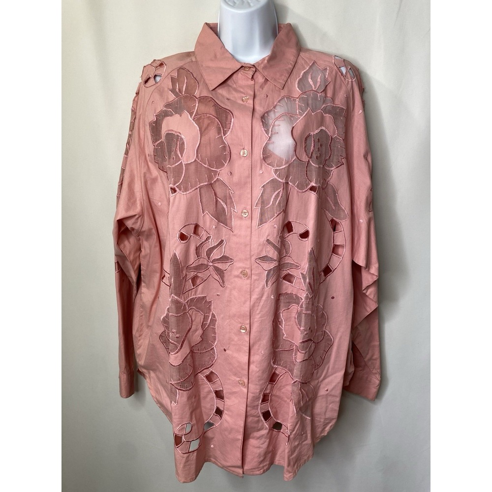 Vintage Florissant Women's Button Up Shirt Set Size 1X Floral Easter Cruiser Y2K